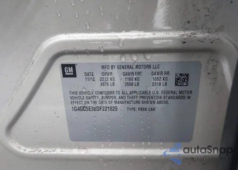 2013 Buick Lacrosse Leather Group из США, поврежденный, VIN 1G4GC5E32DF221829